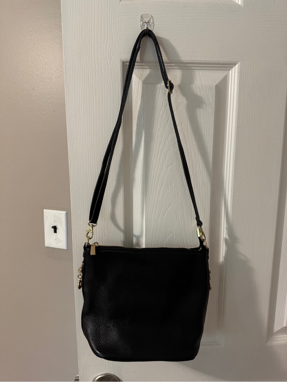 Classic Black Leather Crossbody Bag